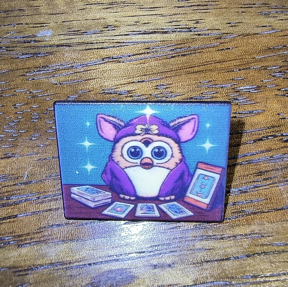 Women’s Jewelry Cute Fun Fortune Teller Purple Furby Retro Enamel Pin